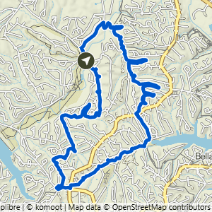 Route map for Scotsdale to Modelo Loop, a 9.4-mile moderate hike in Bella Vista, Arkansas