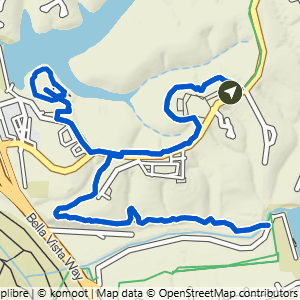 Route map for Bella Vista Community Church to Cooper Chapel & Pinion Creek Falls, a 4.1-mile moderate hike in Bella Vista