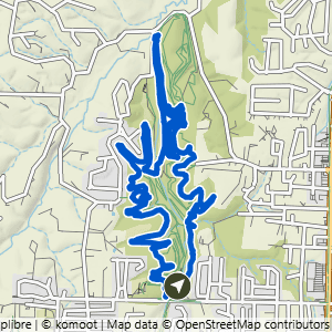 Route map for Coler South Loop, a 7.6-mile challenging hike in Bentonville, Arkansas