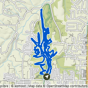 Route map for Coler South to Oscar’s, Copperhead & Esther’s, a 10.1-mile challenging hike in Bentonville, Arkansas