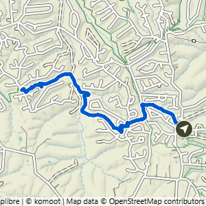 Route map for Down Under Water Tower to Hampton Rd., a 4.9-mile moderate hike in Bella Vista, Arkansas