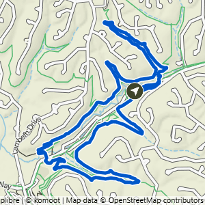 Route map for Gear Garden to Blowing Springs North & South, a 4.3-mile challenging hike in Bella Vista, Arkansas