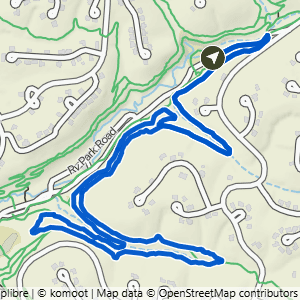 Route map for Gear Garden to Blowing Springs South & Low Ride, a 3.4-mile moderate hike in Bella Vista, Arkansas