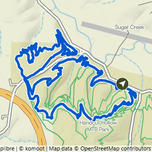 Route map for Handcut Hollow @ the Schoolhouse to Mother Necessity, Checks & Traverse Advanced, a 4.9-mile moderate hike in