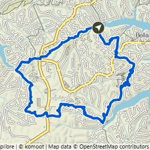 Route map for Lake Avalon to Pacifico Loop, a 8.8-mile moderate hike in Bella Vista, Arkansas
