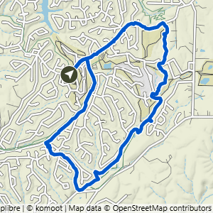 Route map for Metfield to Happy Hour Loop, a 5.5-mile moderate hike in Bella Vista, Arkansas
