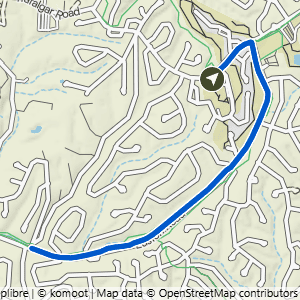 Route map for Metfield to Watson Dr., a 3.4-mile paved walk in Bella Vista, Arkansas