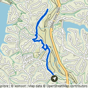 Route map for Bluebird to Sugar Vision & Danger Will Robinson, a 4.1-mile challenging hike in Bella Vista, Arkansas