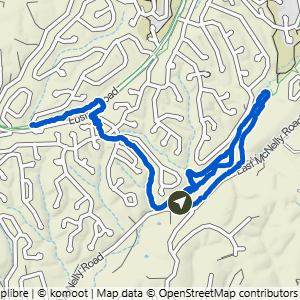 Route map for Snowbird to Back 40, a 4.9-mile moderate hike in Bella Vista, Arkansas