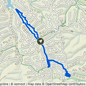 Route map for Tweety Bird to Down Under Double Lollipop, a 4.6-mile moderate hike in Bella Vista, Arkansas