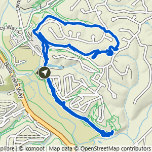 Route map for Veterans to Mighty Pine, Sally & Smugglers, a 4.6-mile challenging hike in Bella Vista, Arkansas