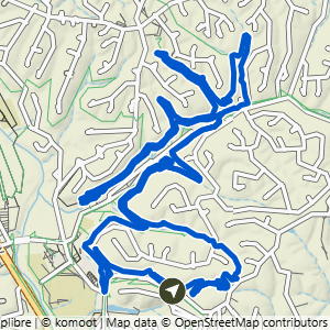 Route map for Wonderland to Mighty Blowing 40 Biggity, a 8.9-mile challenging hike in Bella Vista, Arkansas