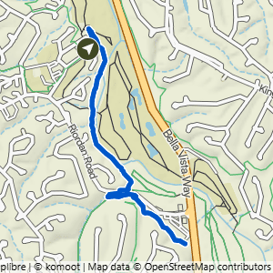 Route map for Kingswood to Sugar Vision & Snacks, a 2.8-mile moderate hike in Bella Vista, Arkansas