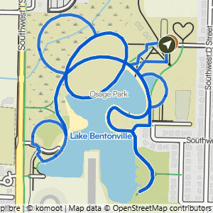 Route map for Osage Park 4.1, a 4-mile paved walk in Bentonville, Arkansas