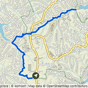 Route map for Bella Vista Police Department to Lake Avalon, a 6.9-mile moderate hike in Bella Vista, Arkansas