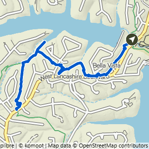 Route map for Play Thru to Uphill Both Ways, a 3.4-mile moderate hike in Bella Vista, Arkansas