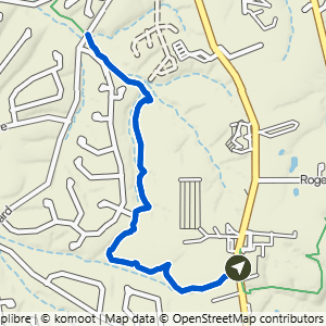 Route map for Bella Vista Police Department to Highlands, a 2.6-mile moderate hike in Bella Vista, Arkansas