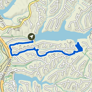 Route map for Pinion Creek Falls to Tip of the Spear, a 5.4-mile challenging hike in Bella Vista, Arkansas