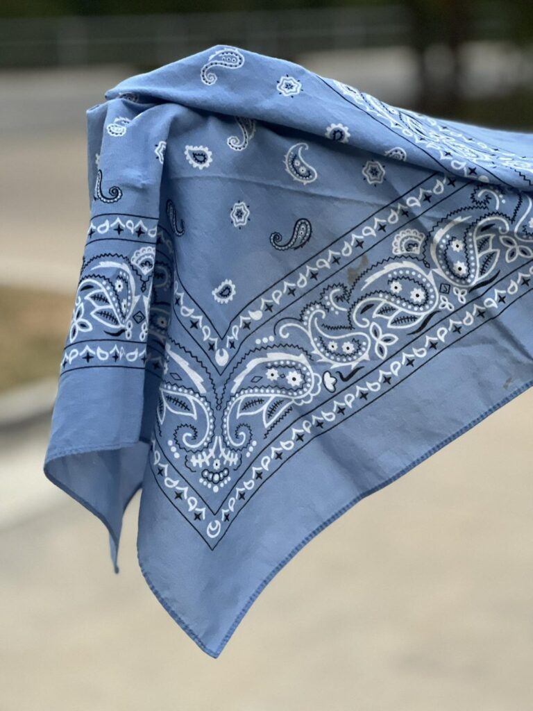A blue paisley handkerchief