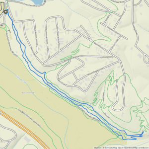 Route map for Veterans to All-American & Sally, a 1.8-mile challenging hike in Bella Vista, Arkansas
